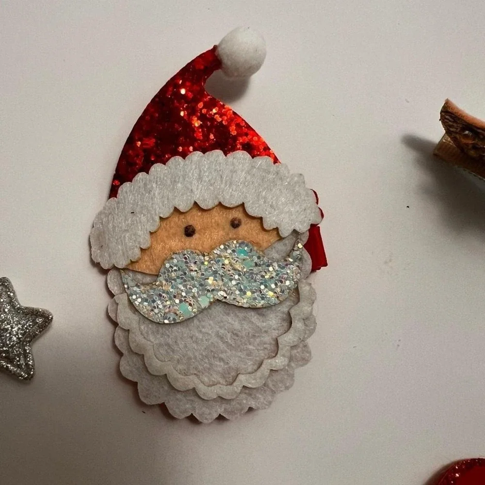 Unbranded Christmas Hair Clips Set Girls OS Multicolor Excellent Festive Glitter